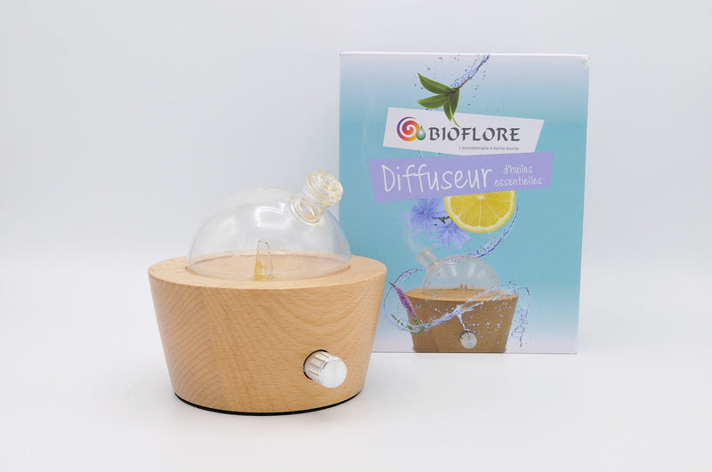 Bioflore - Diffuseur par nébulisation d'huiles essentielles - Bois et verre