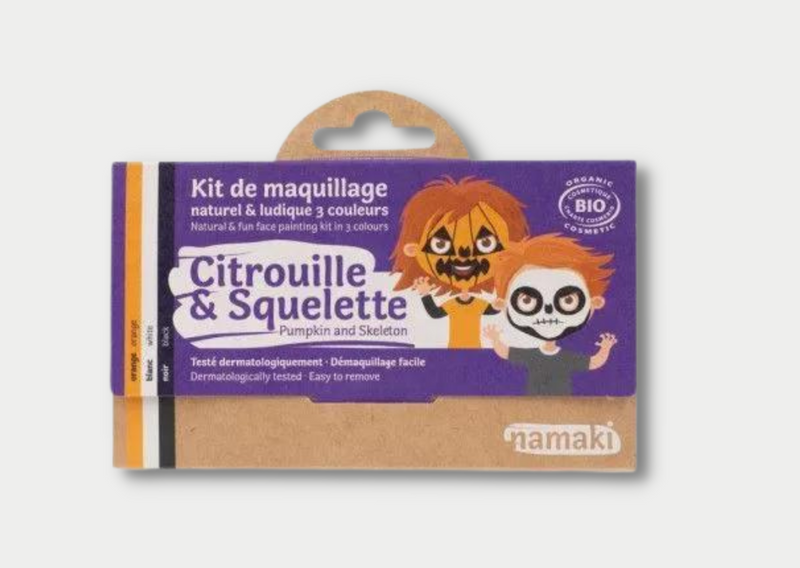 Namaki - Maquillage pour enfants - Kit 3 couleurs - Citrouille et Squelette